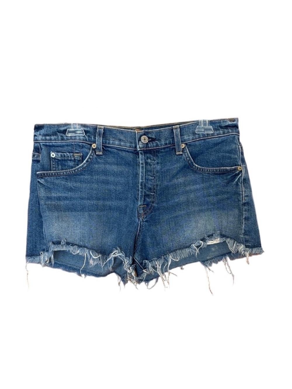 7 For All Mankind Women's High Waist Button Fly Frayed Hem Jean Shorts Size 30